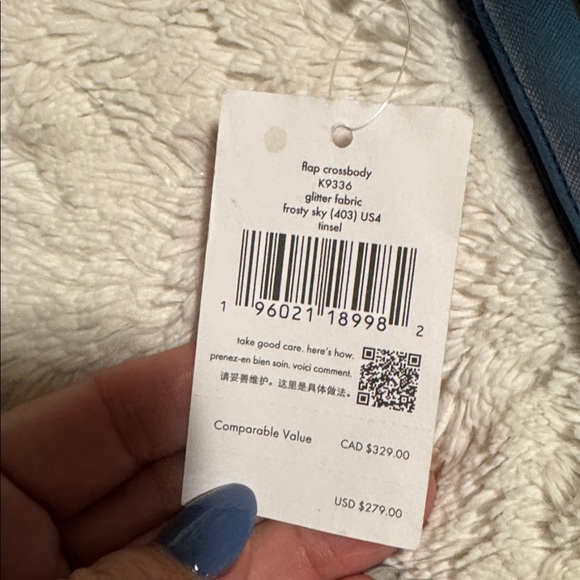 Kate Spade Frosty Sky Glitter Flap Crossbody – Blue Tinsel Sparkle Bag NWT - Picture 3 of 6